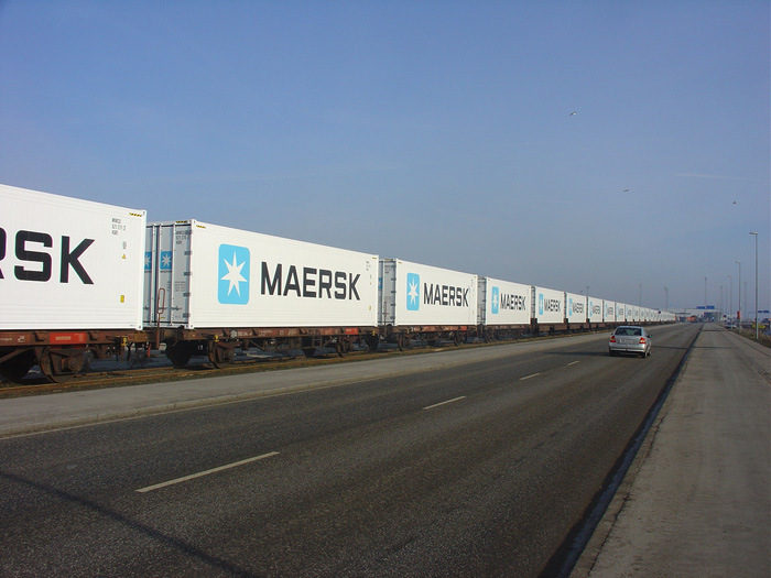 Maersk Containers on a train