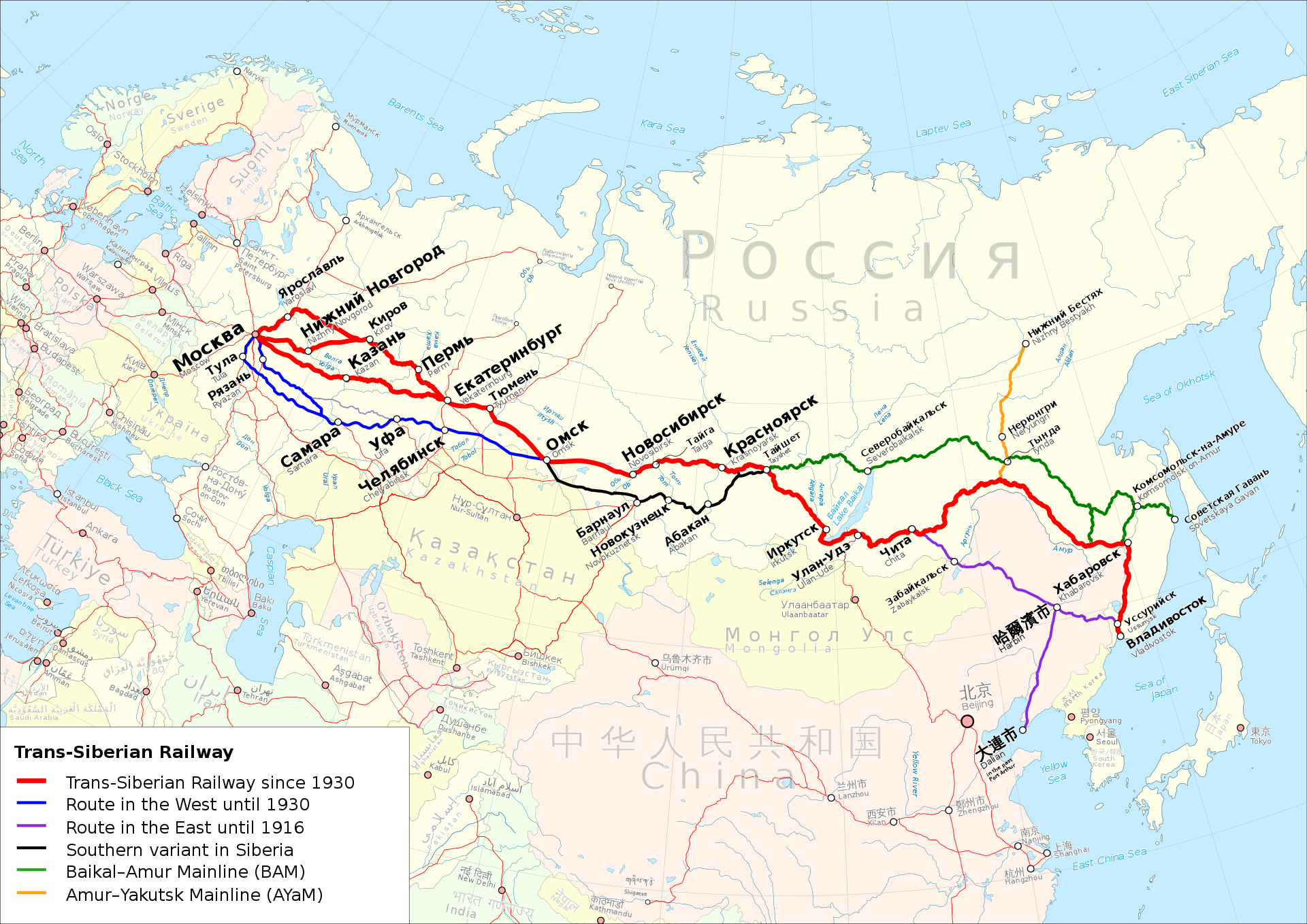 Trans-Siberian map